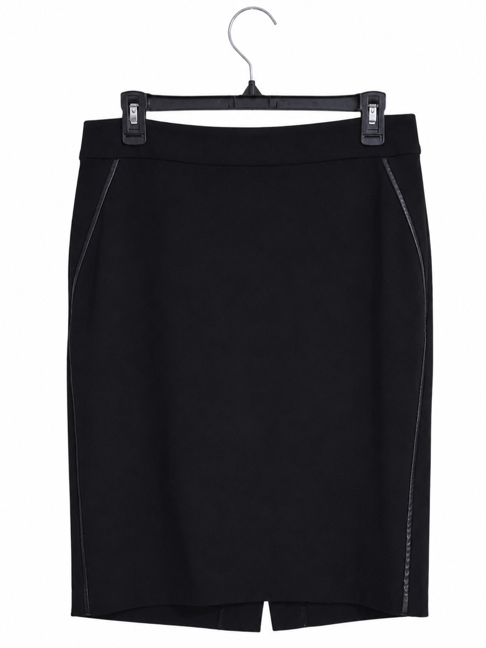 Talbots Black Pencil Skirt 10 Faux Leather Trim Career Office Classic